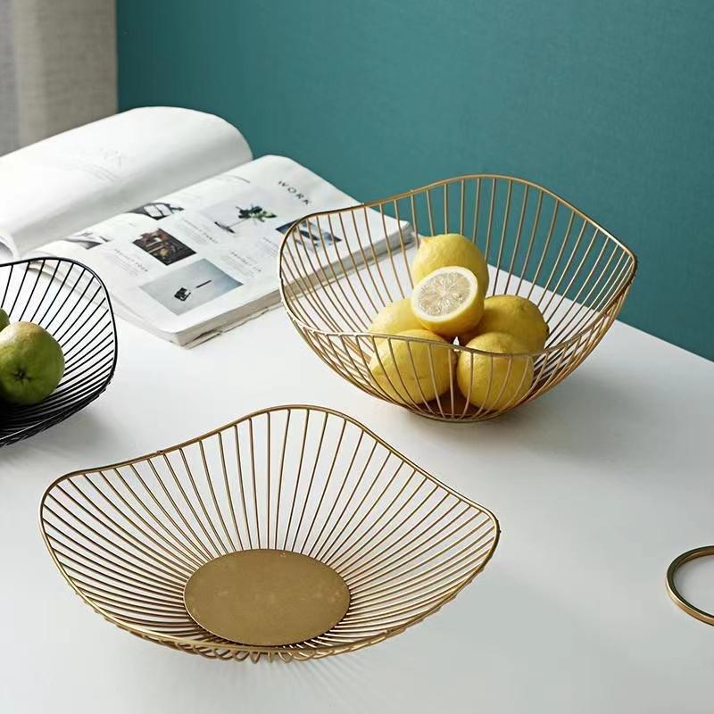 Nordic Light Luxury Iron Fruit Plate Geometric Candy Storage Bowls Creative Modern Home Living Room Snack Fruit Tray Simple Snack Finish Basket