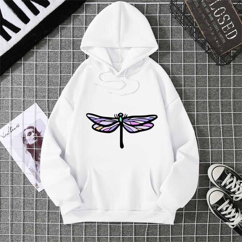 Quick Selling Independent Station Let It Be Butterfly Printing Long Sleeve Hooded Sweatshirt For Women