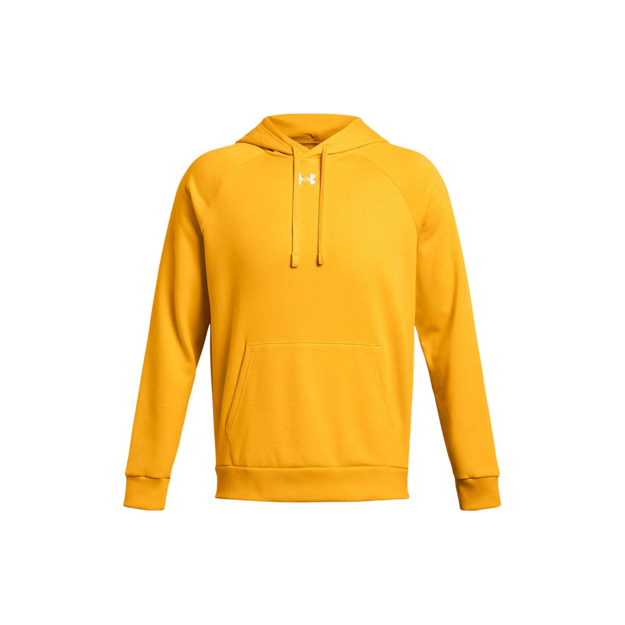 

Under Armour UA Rival Logo Printed Fleece Pullover Hoodie Men hoodies Sunflower 1379757-750 2XL