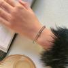 Fashion Geometric Double Layer Hollow Bead Bangle Micro Inlaid Diamonds 925 Sterling Silver Jewelry Opening Bracelets TYB633