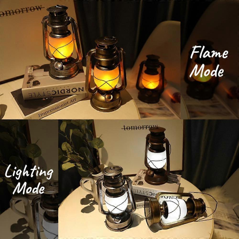 Retro Vintage Camping Hanging Lanterns Battery Led Flame Warm Light Nature Hike For Fishing Tent Camping