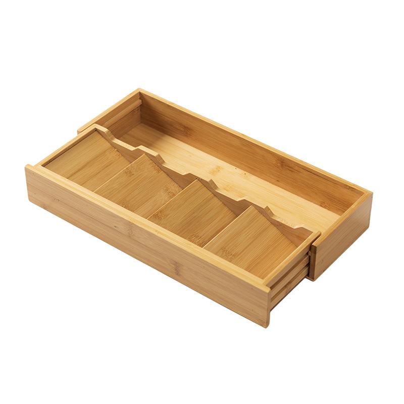 Kitchen Cutlery Box Bamboo Storage Box Chopstick Fork Telescopic Drawer Storage Rack Kitchen Organizer Home Organizer
