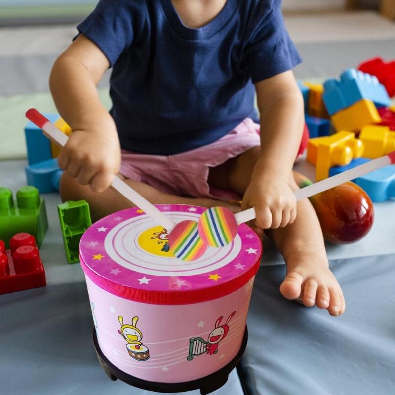 Floor Drum with 2 Mallets Percussion Instrument Rhythm Drum Educational Musical Toy With Wood Stick Hand Drum Enduring