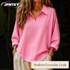 JPNTKY Women's Fashion Casual Solid Color Print Short Sleeve POLO Neck  Blouses & Shirts