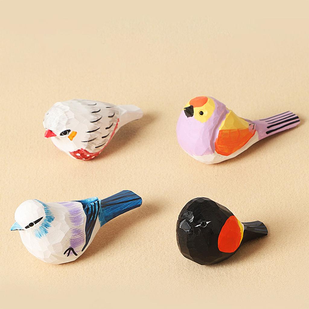 Miniature Basswood Carving Bird Decoration Sculpture Realistic Design with Wood Block Home Accent Thoughtfuls Gift