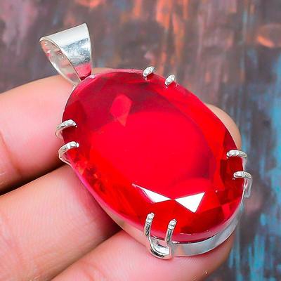 Unique Mozambique Garnet Gemstone Handmade 925 Sterling Silver Jewelry Pendant