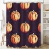 Festive Fall DecorPumpkin Pattern Bath Curtain for Bathroom, Waterproof Shower Curtains in Purple with Colorful Gourds Home Furn