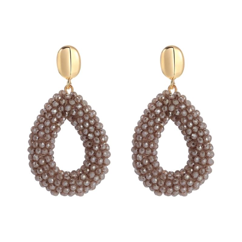 Elegante Tropfenform Funkelnder Ohrschmuck Künstliche Kristalltextur Perfekt für Arbeitsfeiern und besondere Anlässe braun