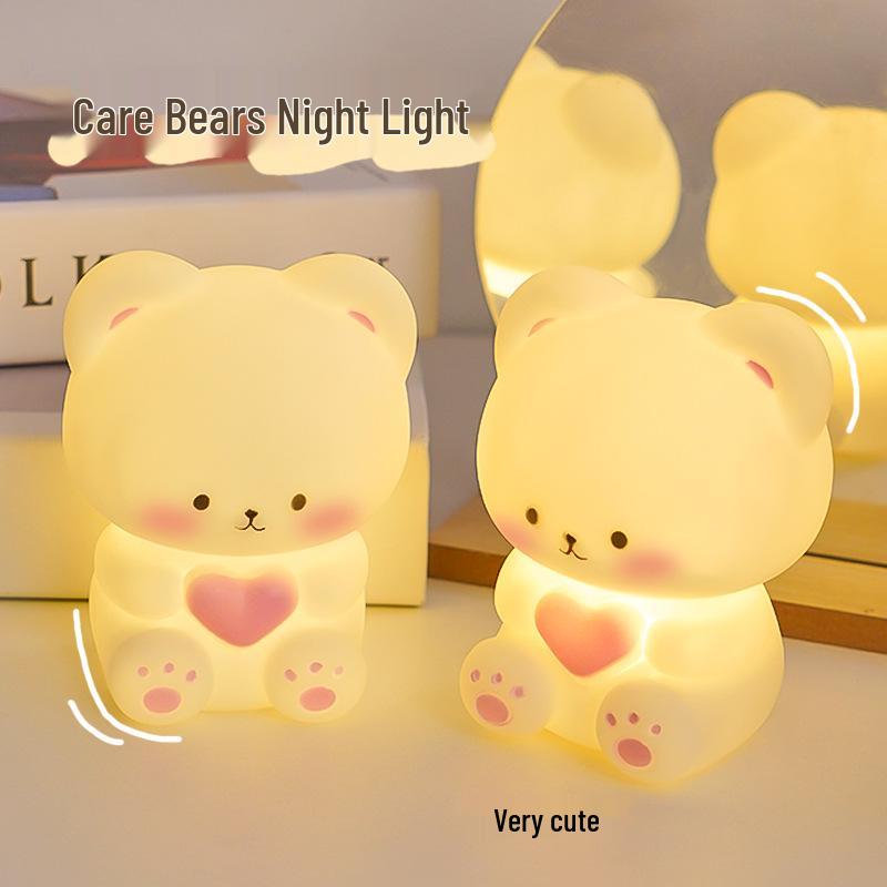 Creative Heart Bear Night Light - Cute Bedroom Lamp & Pinchable Luminous Toy, Perfect Qixi Gift for Girlfriend
