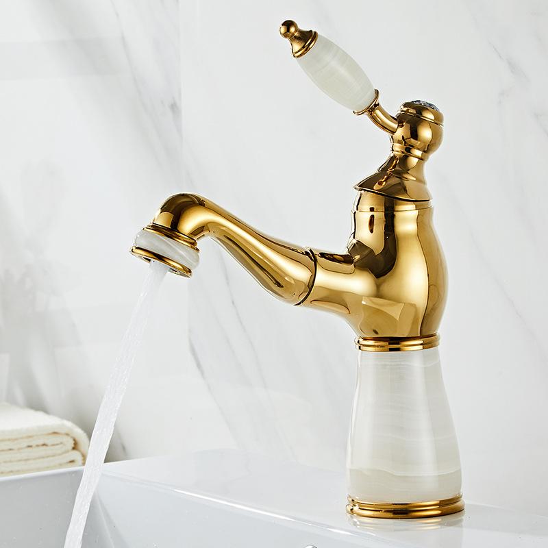 Rose Gold Bathroom Basin Faucets Jade Washroom Basin Sink Tap Mixer Hot Cold Faucet Pull Out Sink Faucet