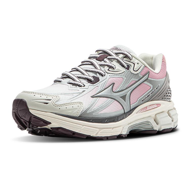 Mizuno Halo Mix Retro Trend Shock Absorption Non-Slip Wear-Resistant Breathable Low-Top Running Shoes Women sneaker White Gray Purple D1GH240815