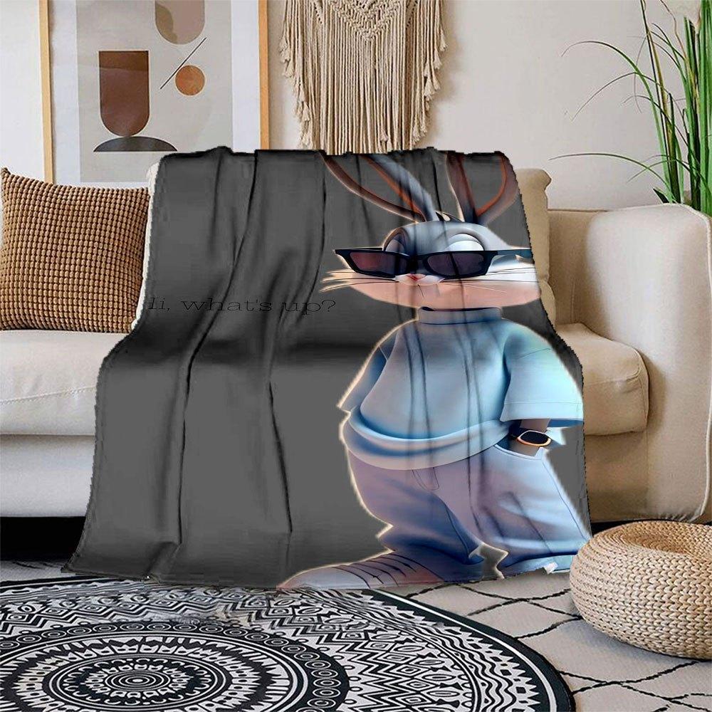 "Chill Vibes: Bugs Bunny's Casual Cool Look"Blanket Flannel Throw Blanket for Sofa, Bed, Travel, Camping, Office