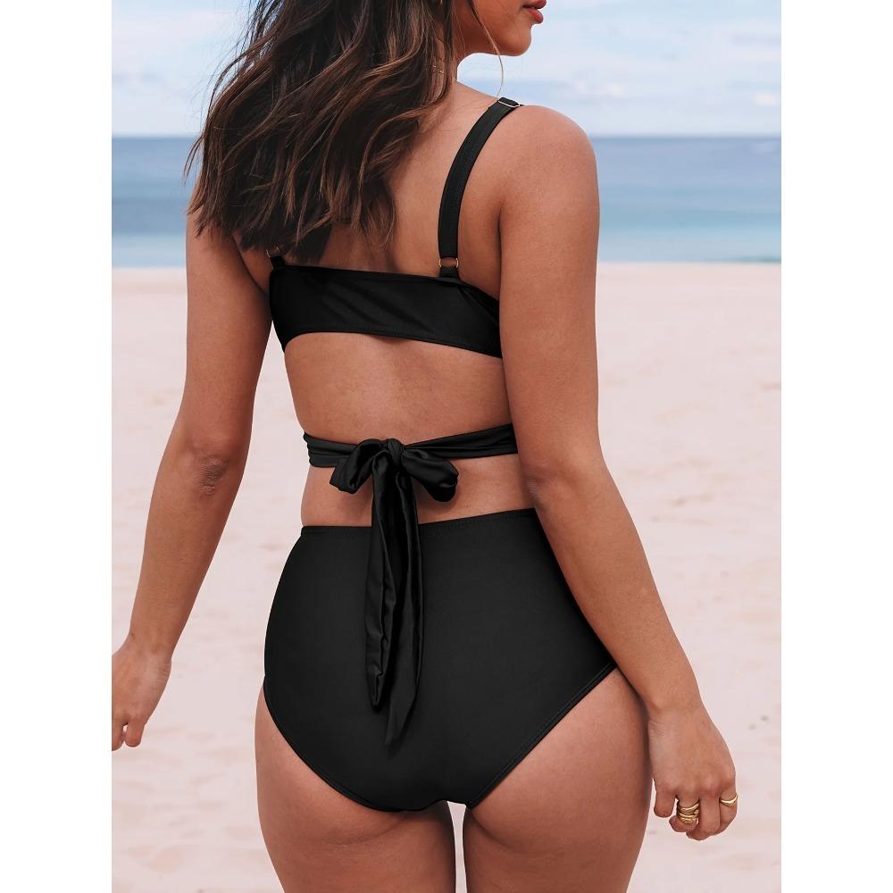 Costume da bagno intero da donna a tinta unita, slim-fit, caratterizzato da un incrocio profondo a V e un design cut-out, che mette pienamente in mostra eleganza e sensualità.