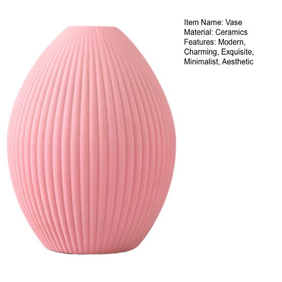 Ceramic Vase Small Modern Flower Vase for Fresh/Artificial Flowers Ribbed Farmhouse Decorative Vase