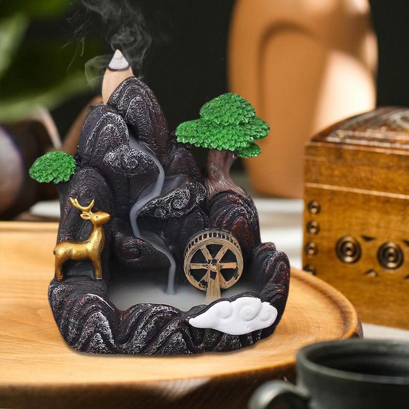 Waterfall Incense Burner Mountains River Shaped Incense Burner Home Decor Backflow Fragrance Aroma Fountain Zen Decor Burner