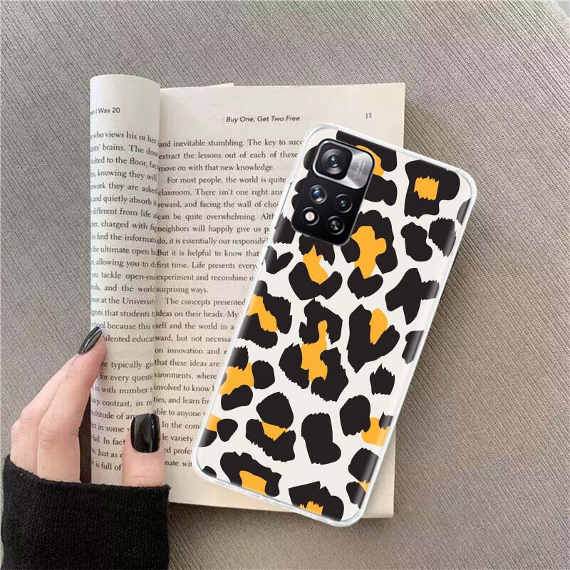 Leopard Print Pink Phone Case For Redmi Note 13 12 Pro Plus 14 15 Pro 5G 11 11T 11E 11S 10 Pro 10S 9 9S Cover Cell Clear TPU Cap