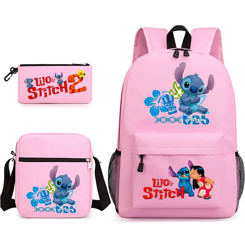 Large Capacity Schoolbag with Shoulder Strap; Student Three-piece Pencil Case Set