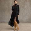 Women's Color Long Dress with High Neck for Party Evening Wear