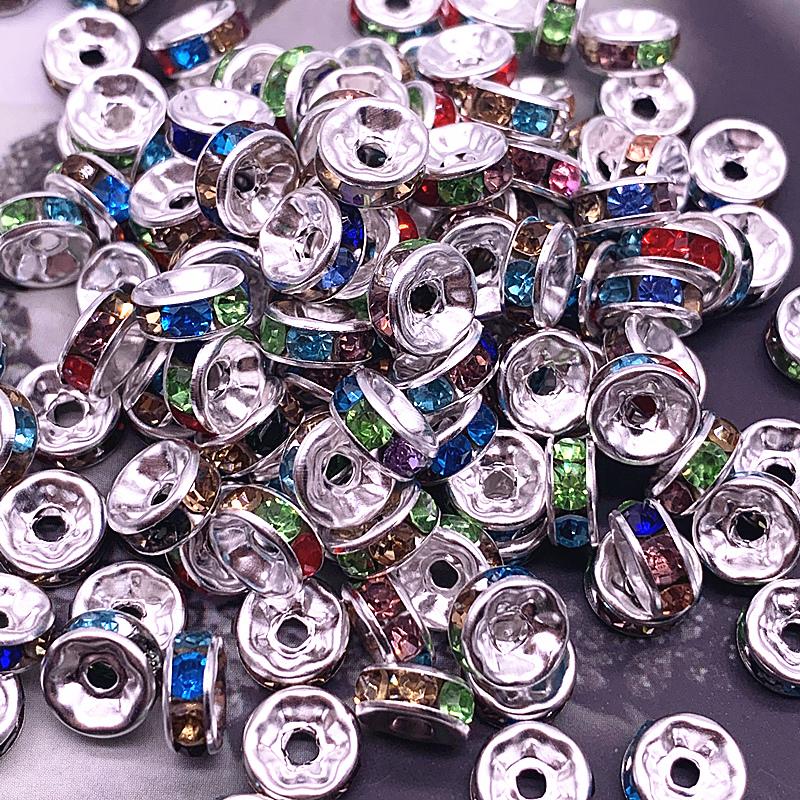 NEW 50pcs 8mm Czech Crystai Rhinestone Glass Round Loose Spacer Beads for Jewelry Making DIY Bracelet Necklace