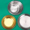 Korean Style 304 Stainless Steel Gold Round Plate for Fruit, Dinner, Vegetables, and BBQ