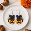 Orecchini Gatto Cartone Animato Zucca Halloween Orecchini Pendenti Neri, Gioielli Carini Animali Pendenti Accessori Festivi per Donne Ragazze, Regalo Novità per le Feste Festa