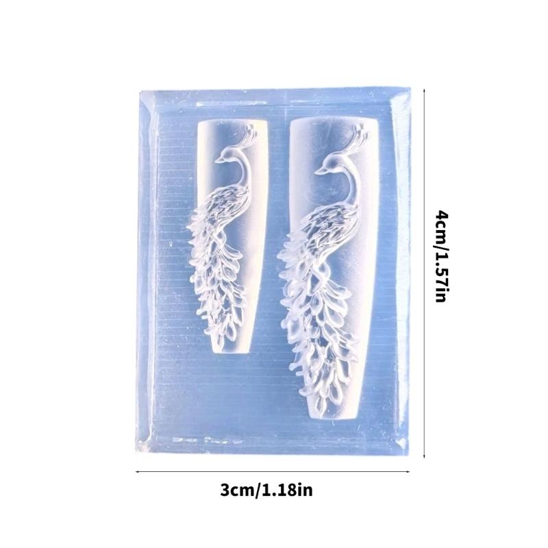 Reusable Peacockbird Carving Silicone Mold For Professional Nail Art Designs Jewelry Making And DIY Accessories