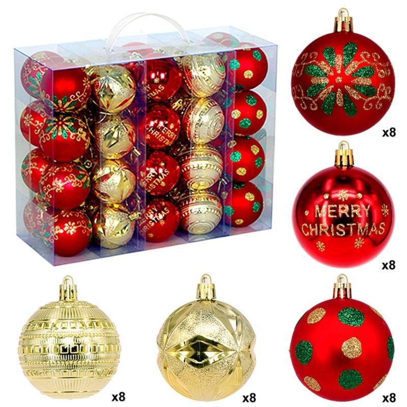 Plastic Christmas Tree Decorations Accessories Colorful Handcrafted Spherical Orbs In Gift Box for Festival Event