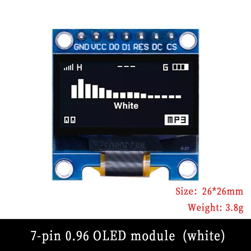 1,96-Zoll-OLED-Displaymodul 118x61 Auflösung 1-Pin 7-Pin IIC I1C Weiß-Blau-Gelber Bildschirm für Arduino Elektronische Entwicklung