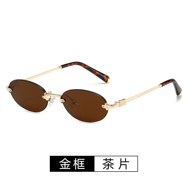 Retro Frameless Sunglasses for Women Luxury Trendy Sun Glasses High-End Sensation Fashionable Solar Glasses Shades UV400