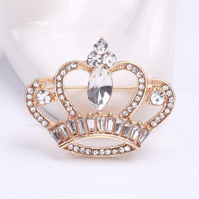 Latest Chic Stylish Crystal Stone Crown Brooches Men Metal Alloy Rhinestones Suit Shirt Collar Pins Lxuxlry Women Pin Brooch Jewelry