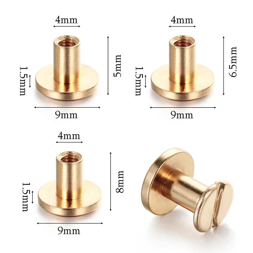 10Pcs Solid Nail Bolt Strap Rivets 5/6.5/ 8mm Screw Leather Craft Bookkeeping Round Head Screws For Luggage Clothes/Bag/Shoes
