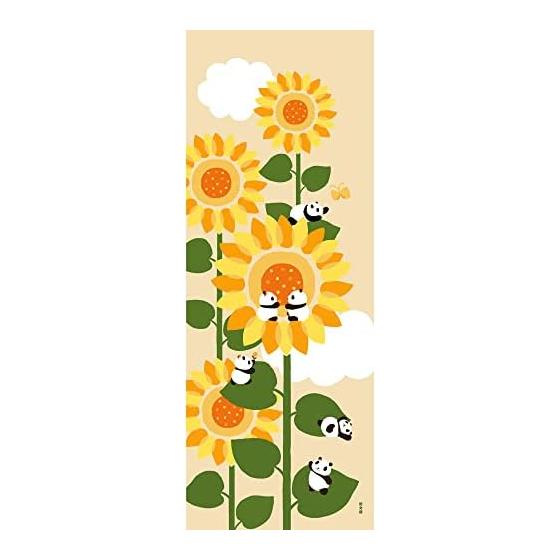 Hamamonyo Tenugui Towel: Sunflowers and Pandas