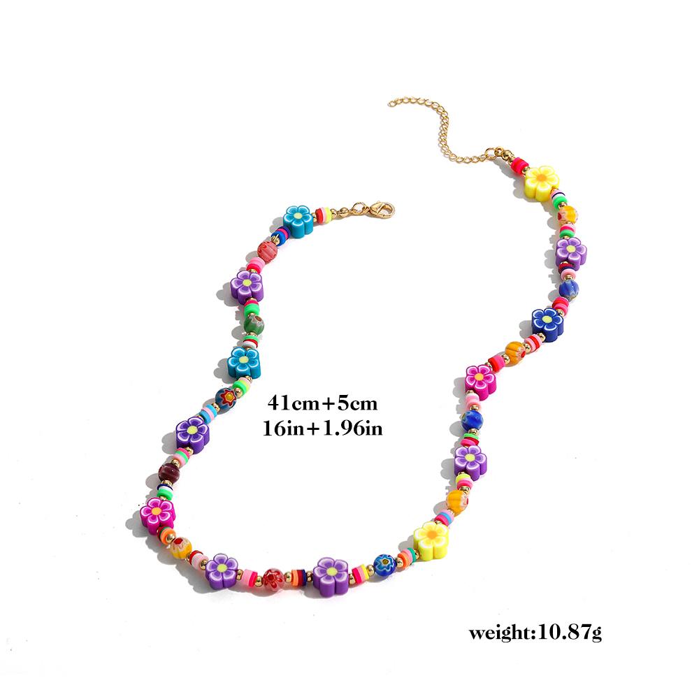 Bohemian Colorful Butterfly Fruit Shape Beaded Strand Necklaces for Women Boho Pearl Chokers Necklace Summer Handmade Jewelry