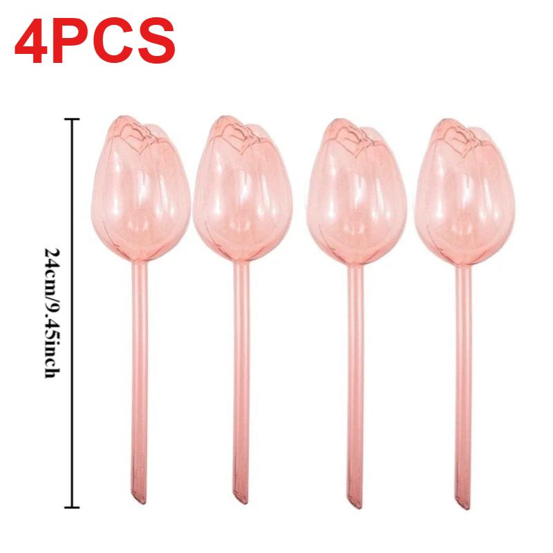 Automatic Plant Watering Bulbs Self Watering Pink Tulip Design Water Feeder Globes for Indoor Outdoor Plants Drip Irrigation