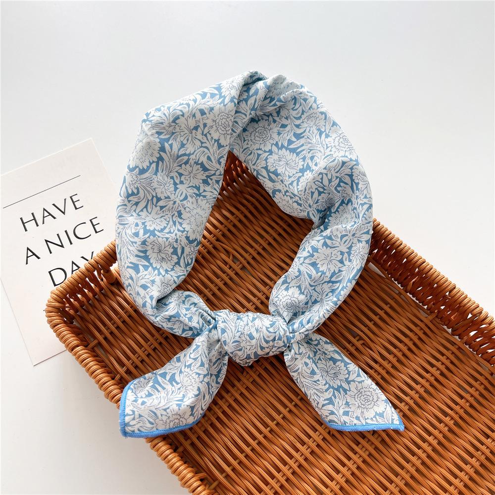 Cotton And Linen Small Square Scarf Silk Scarf Women'S Spring And Autumn New Style Artistic And Versatile Fashionable Temperament Headband Scarf