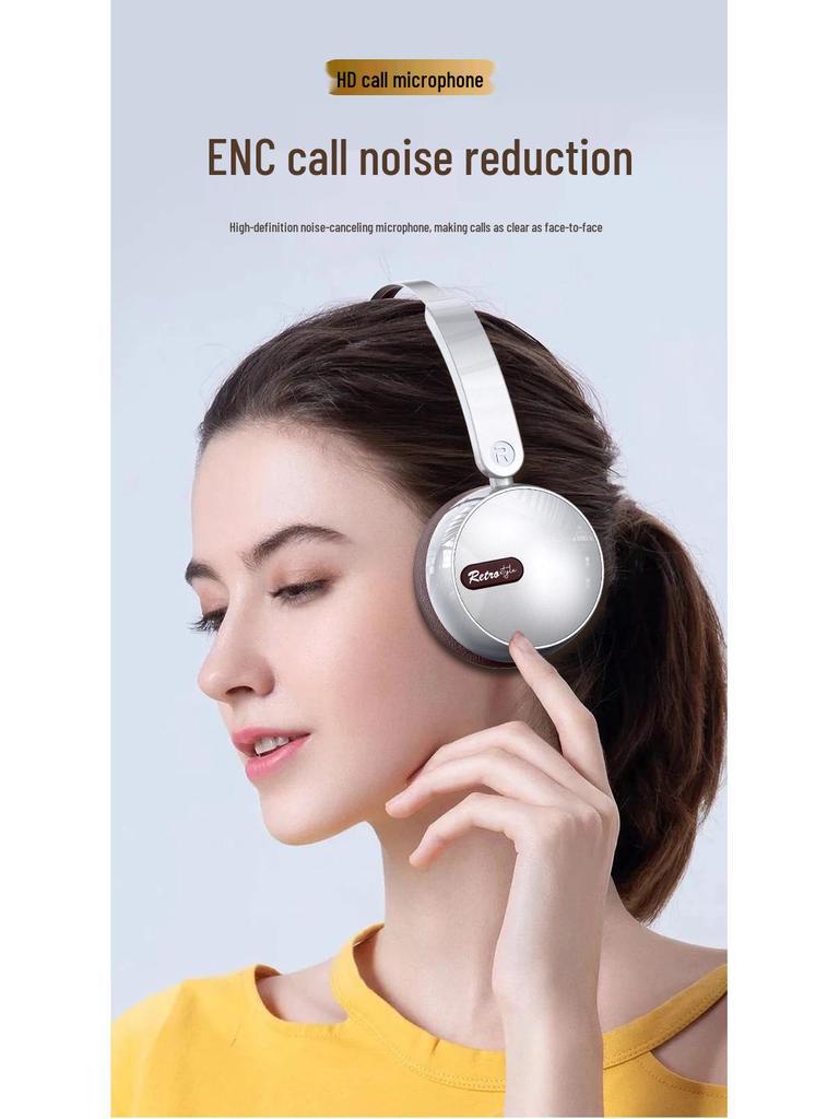 AKZ 810 Retro Maillard Style Wireless Bluetooth ANC Headphones