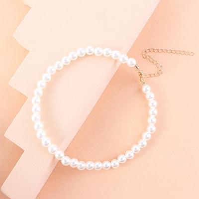 Jewelry Choker Chunky White Pearl Korean Style Pearl Chokers Women Necklaces Clavicle Chains