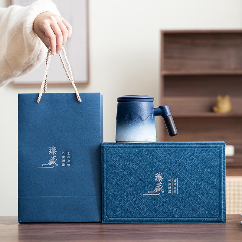 Ceramic Cup Office Water Cup Enterprise Business Gift Lettering To Send Customers Company Annual Meeting Event Gift Box Set