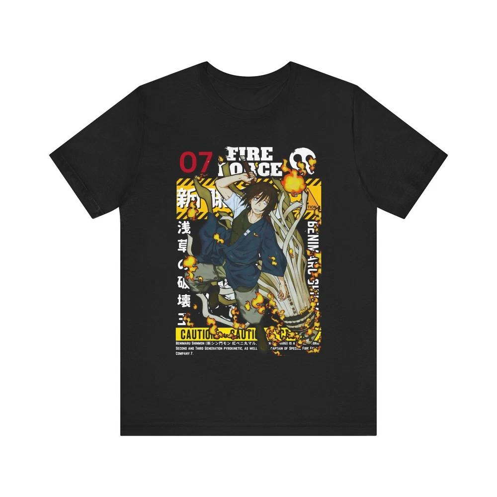 Anime Fire Force Capt Shinmon T Shirt Size S 4XL BLACK Size S 4XL S