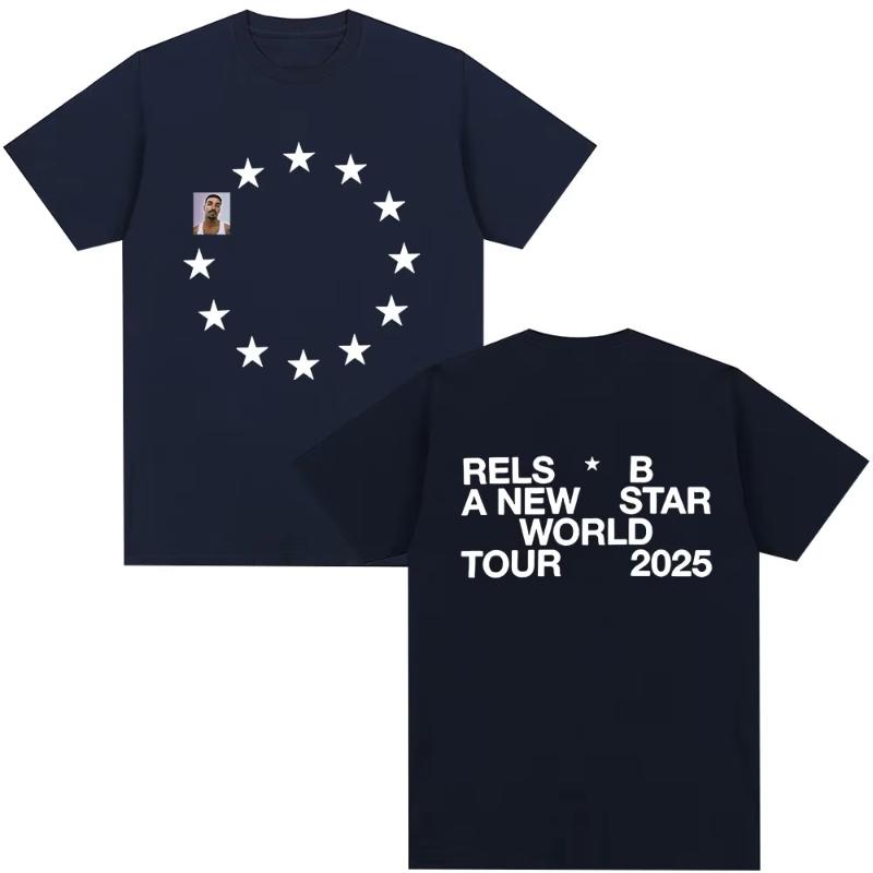 Rels B A New Star World Tour 2025 Merch Tshirt Unisexs Women Clothing Hip Hop Tshirts Summer Cotton Harajuku T Shirts Streetwear