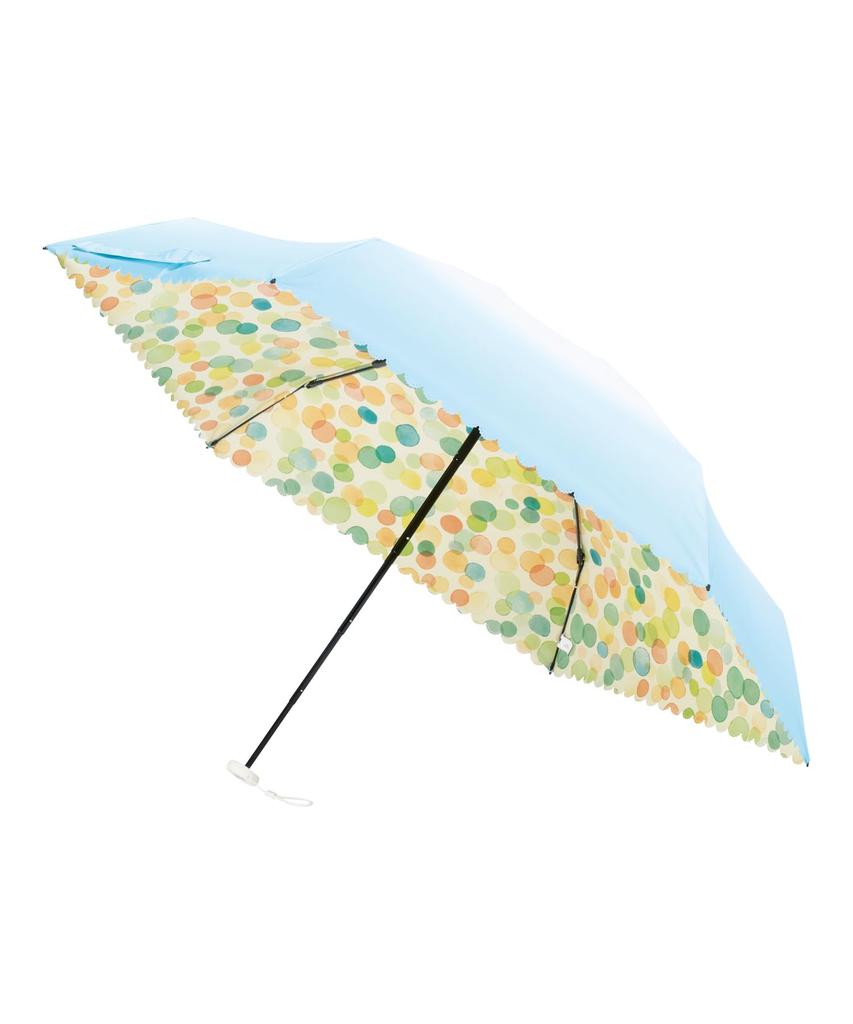 estaa Sun and Rain Gradient Dot Heat Sun UV Mint Green (Esta) Women's Parasol, Umbrella, Foldable, Compact, Pattern, Shielding, Protection, Cut, 50cm,