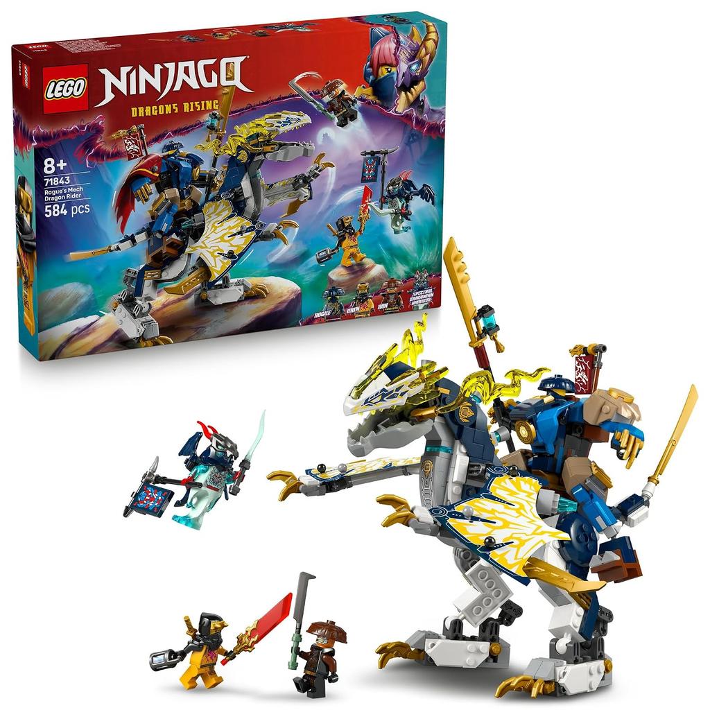 LEGO Ninjago Rogue Dragon Rider Mech Suit 71843 Toy Boys Girls Toys Birthday Present Blocks 8 Years Old 9 10 Elementary School Battle Robot Role Play