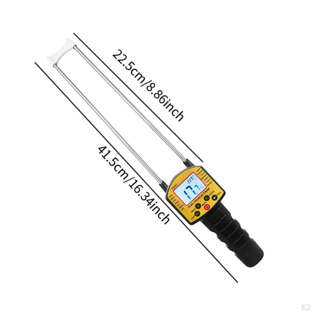 Grain Moisture Meter Hygrometer 2 Probes Range 5-51% Portable Humidity Backlit Display