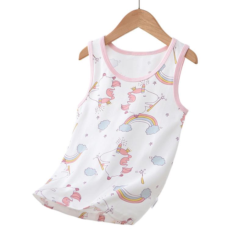 Traceless cotton children's vest summer new boys and girls baby suspender sleeveless boneless backing thin pajamas tide