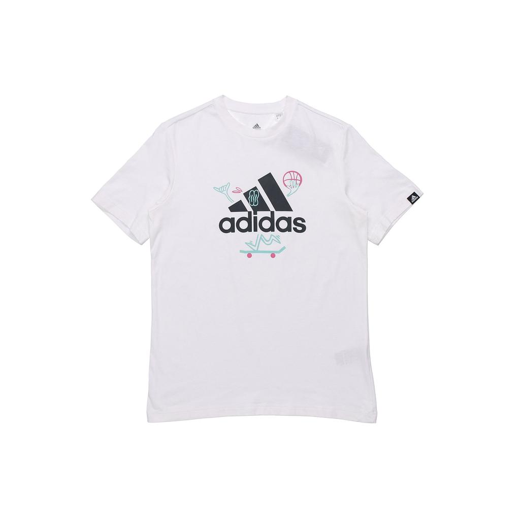 Adidas Logo Print Sports Short Sleeve T-Shirt Men Tops White GL3708