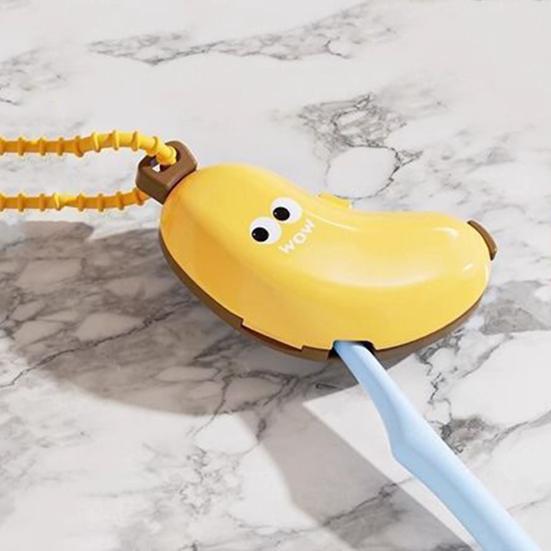 1/2Pcs Banana Toothbrush Cover with Toothpaste Dispenser Dust-Proof Compact Design Portable
