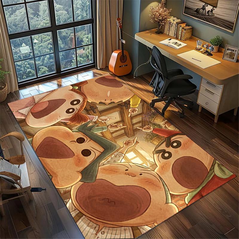 Crayon Shin-chan Bedroom Area Mat Non Slip Washable Large Rug Gamer Room Floor Decor