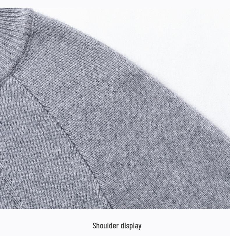 Men's 2025 Autumn/Winter Solid Color Jacquard Sweater, Stylish Half-High Collar Knitwear