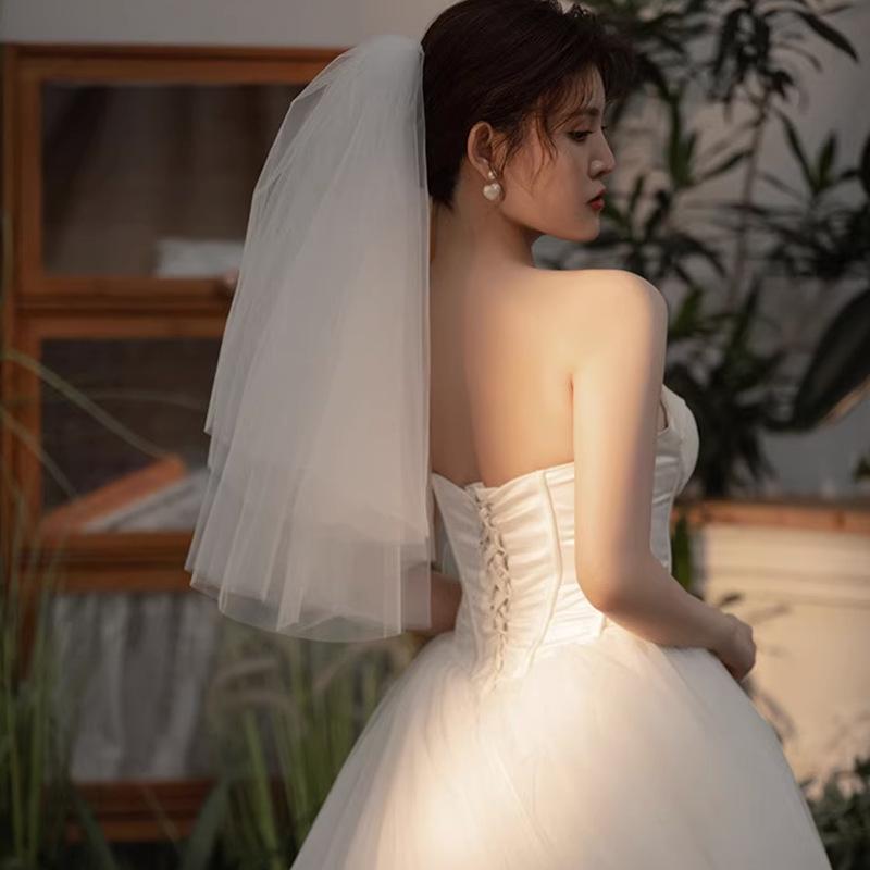 2025 Ethereal Korean Style Bridal Wedding Veil - Simple & Elegant Tulle Design
