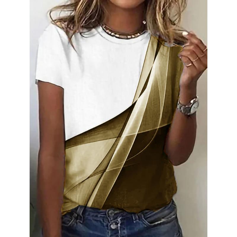 

Новая женская повседневная футболка с круглым вырезом и короткими рукавами с 3D-цифровым принтом 6XL